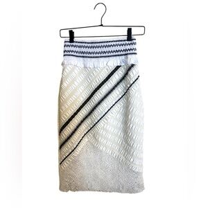 Peter Pilotto White Navy Silk Blend Skirt Size 6